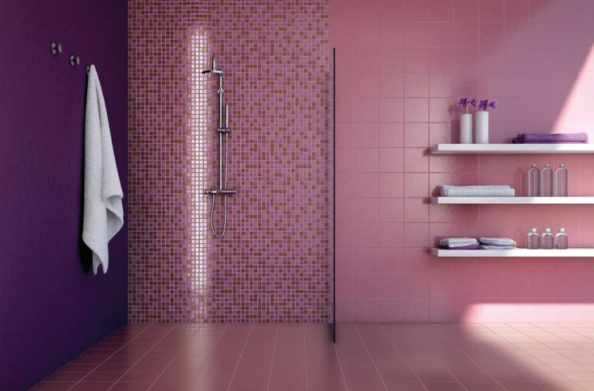 розовый цвет в ванной комнате