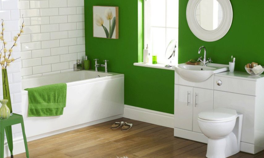 зеленый цвет в ванной комнате